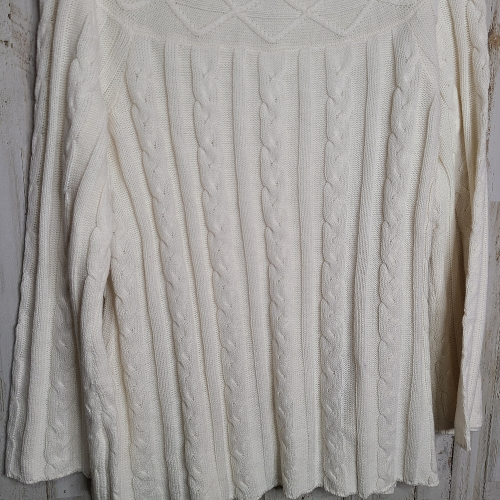 Jessica London Boatneck Cream Cable Knit Tunic Sweater Ladies Size Medium - Picture 9 of 9